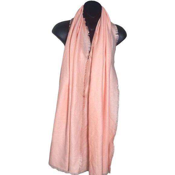 A new day knit raw hem coral/peach large scarf vibrant fun standout - Picture 2 of 4